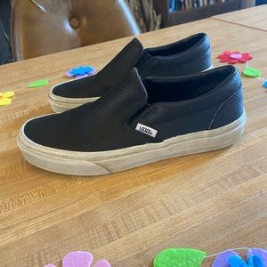Black leather slip-on vans